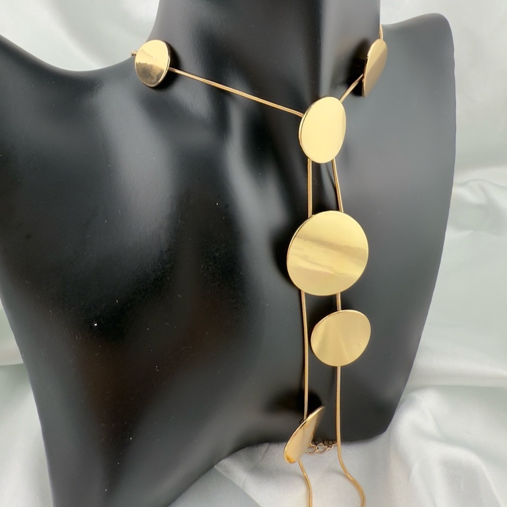 Adjustable Gold Color Round Statement Necklace - image 1